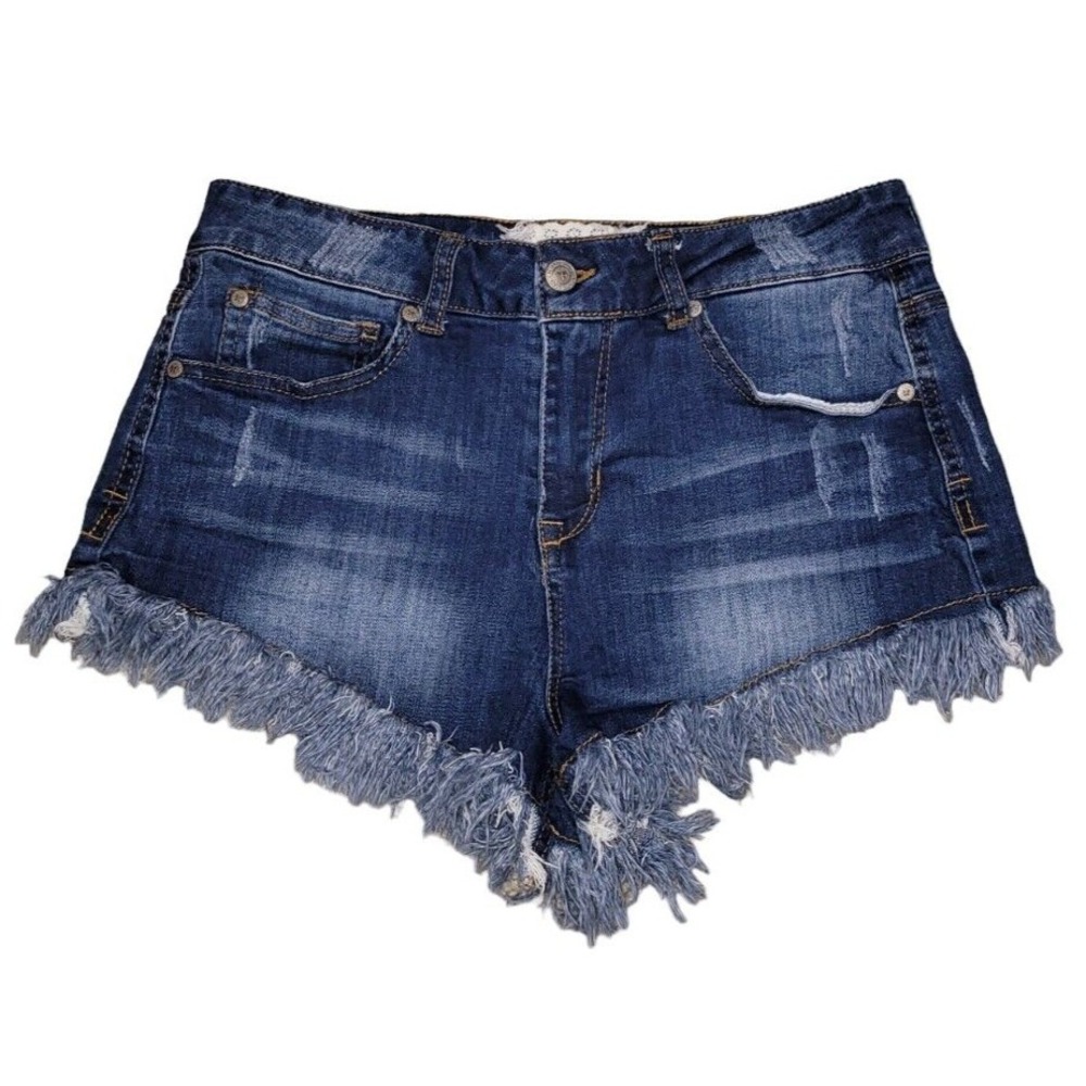 Anthropologie‎ Altard State Shorts Womens 7 Cut Off Blue Denim Distressed Jean - Picture 6 of 12